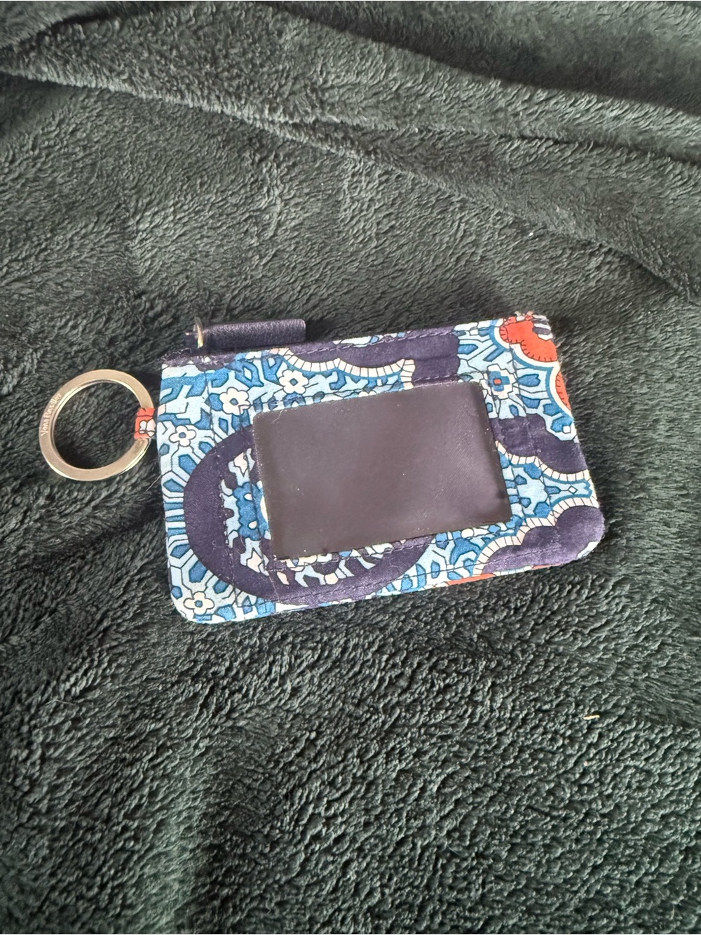 Vera Bradley Blue Card Holder Keyring with ID Window